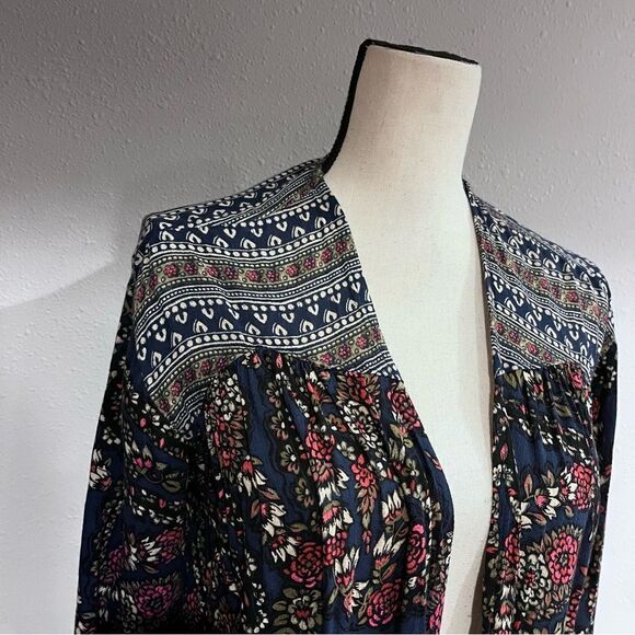 Hollister Boho Floral Paisley Kimono / shawl / light cardigan With Fringe - Picture 2 of 12